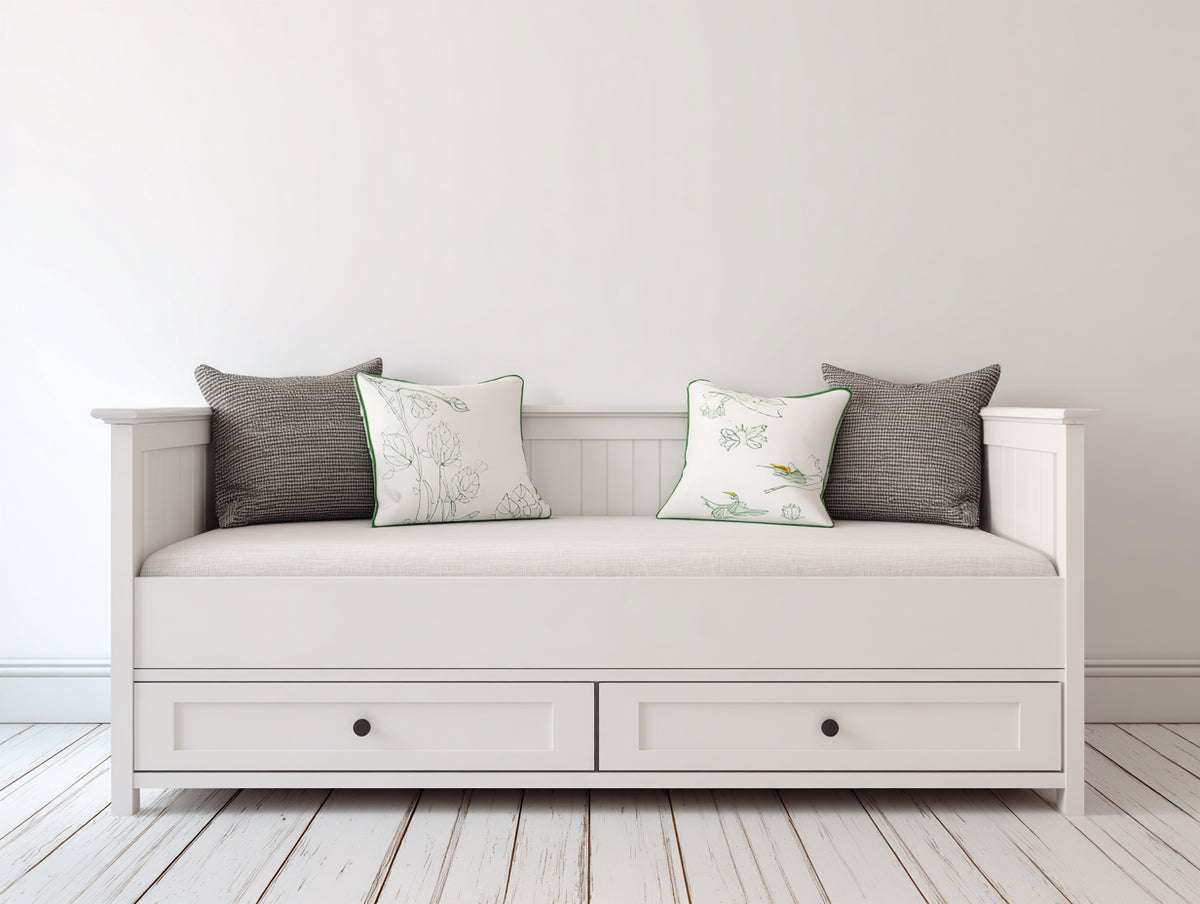 Divano letto - Legno - 204x94x84 cm - Bianco - Country moderno
