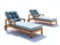 Lettino prendisole - Legno-Tessuto - 198x72x96 cm - Legno naturale-Azzurro - Moderno reclinabile con ruote