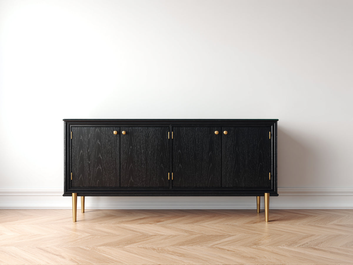 Mobile ingresso - Legno impiallacciato - 195 x 43 x 79 cm - Nero - Stile classico contemporaneo