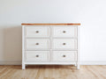 Cassettiera - Legno - 112 x 45 x 91 cm - Bianco-Marrone naturale - Stile country