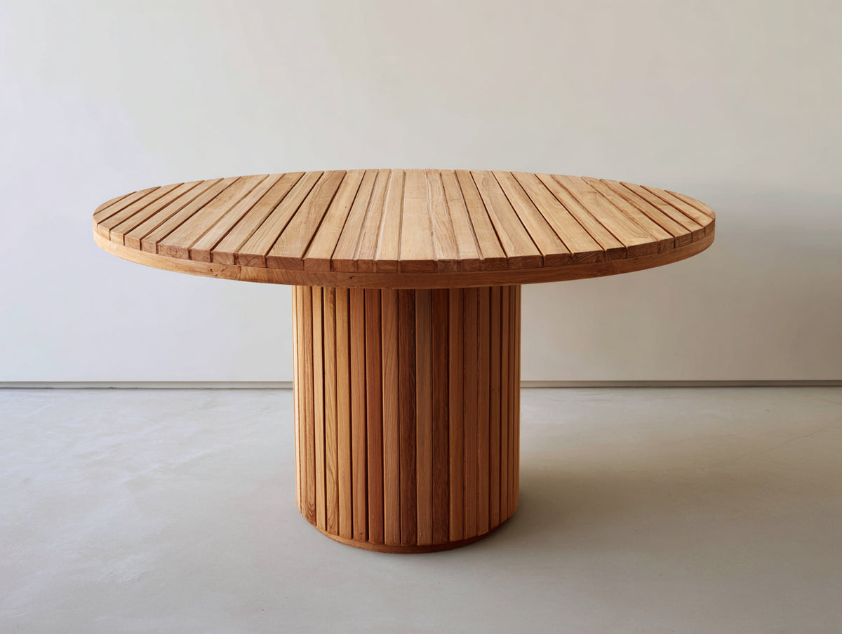 Tavolo da giardino - Teak massello - 130 x 130 x 76 cm - Marrone naturale - Stile moderno