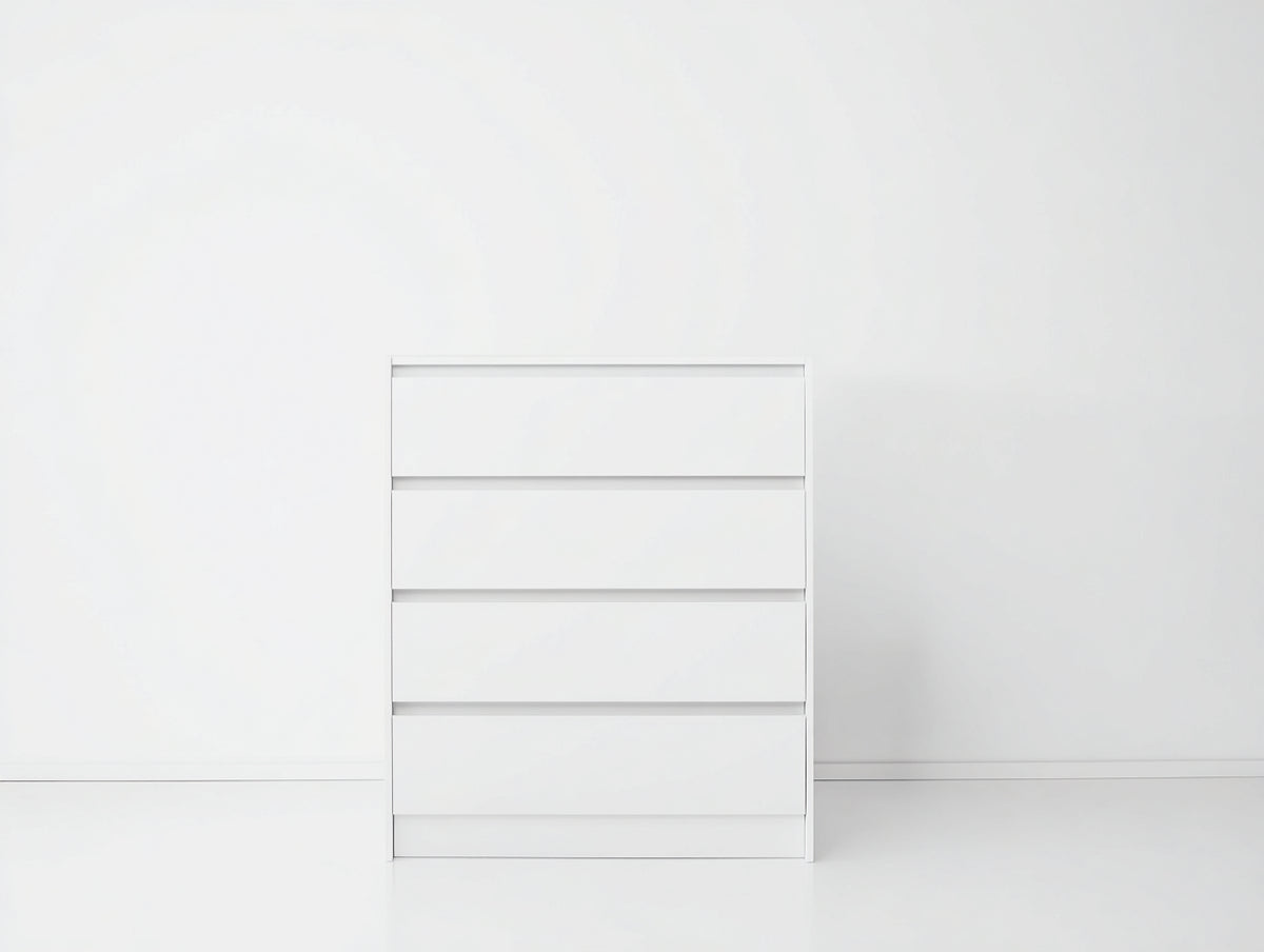 Cassettiera - Legno ingegnerizzato - 70 x 40 x 100 cm - Bianco opaco - Design minimalista