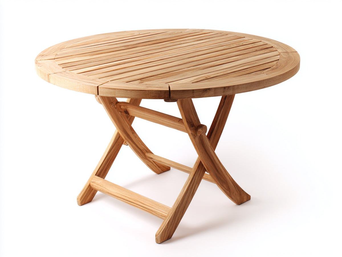 Tavolo da giardino - Teak massello - 100 x 100 x 75 cm - Marrone naturale - Design pieghevole