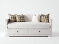 Divano letto - Legno - 202x94x90 cm - Bianco - Classico elegante