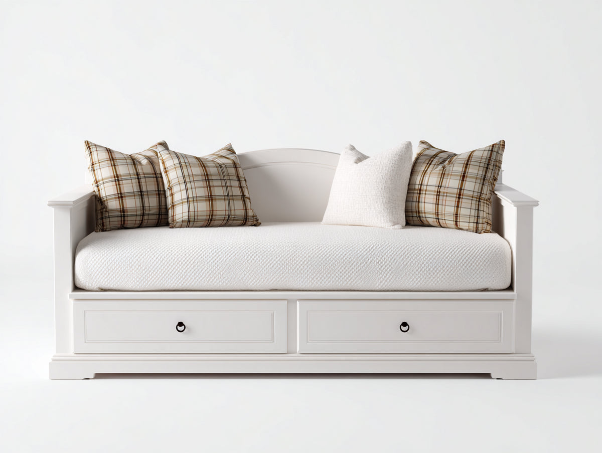 Divano letto - Legno - 202x94x90 cm - Bianco - Classico elegante