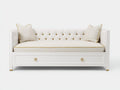 Divano letto - Legno-Tessuto - 205x96x84 cm - Bianco-Oro - Glam contemporaneo