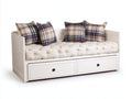 Divano letto - Legno - 208x96x86 cm - Bianco - Country contemporaneo