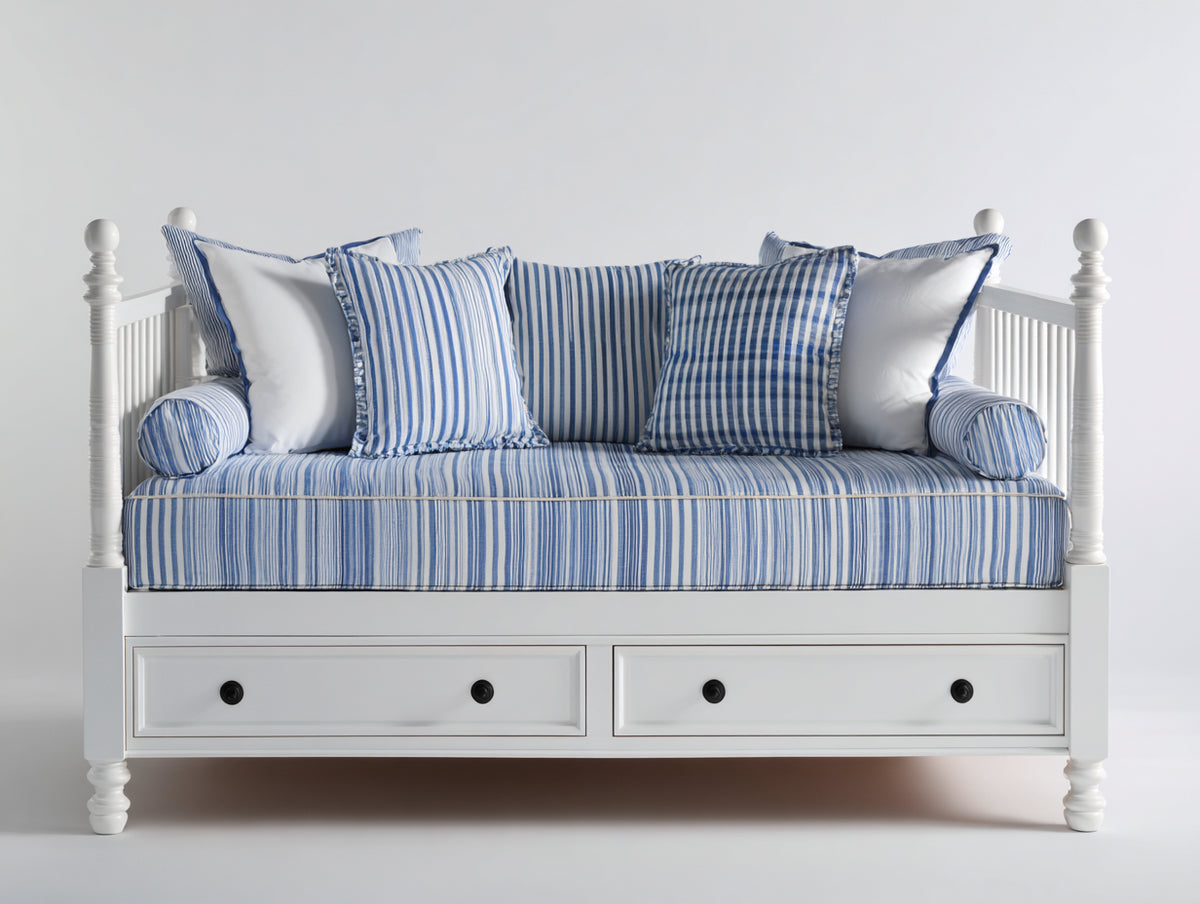 Divano letto - Legno - 206x96x95 cm - Bianco - Costiero tradizionale