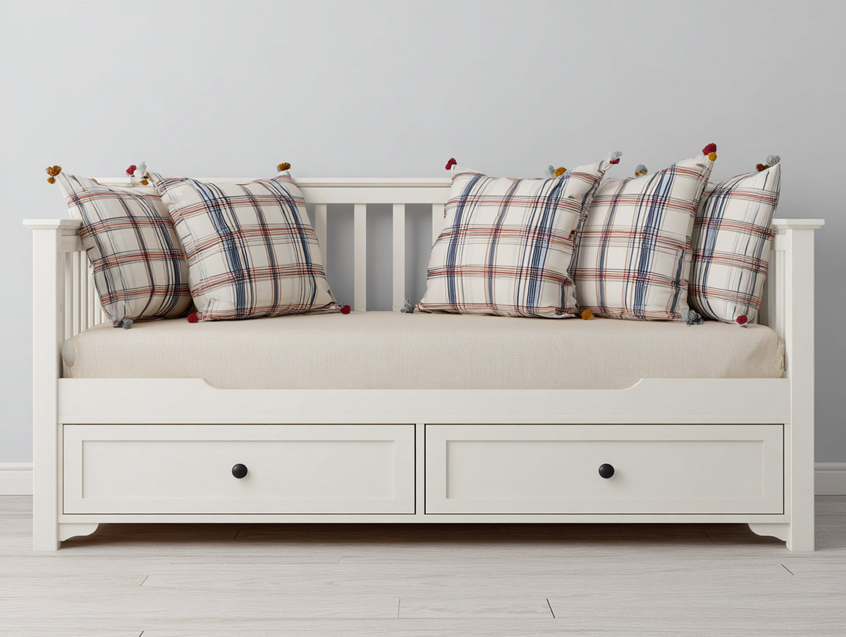 Divano letto - Legno - 210x98x90 cm - Bianco - Country moderno