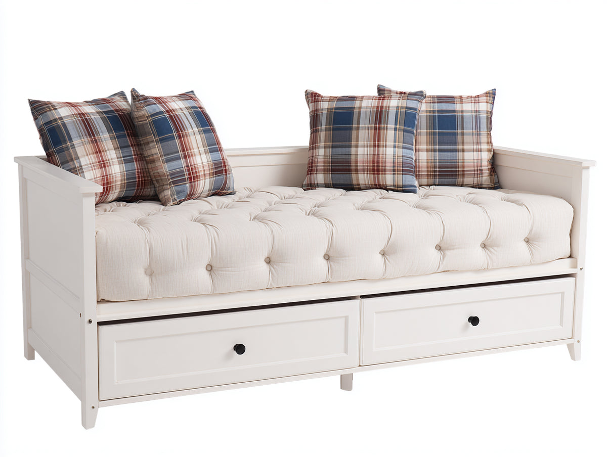 Divano letto - Legno - 210x98x88 cm - Bianco - Classico moderno