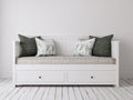 Divano letto - Legno - 202x93x84 cm - Bianco - Moderno country