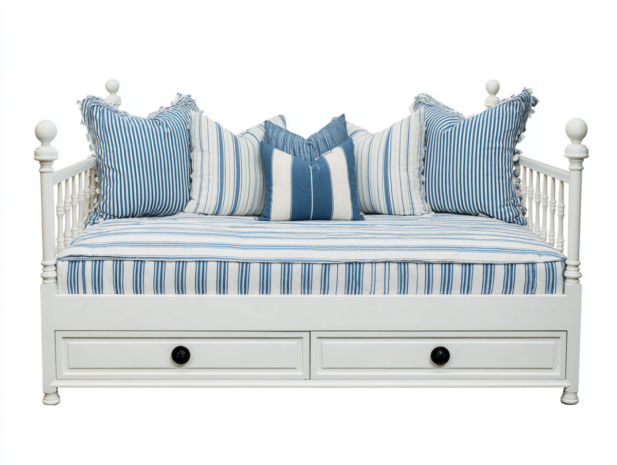 Divano letto - Legno - 210x98x100 cm - Bianco - Classico costiero