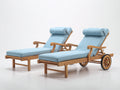 Lettino prendisole - Legno-Tessuto - 202x74x101 cm - Legno naturale-Azzurro chiaro - Moderno reclinabile con ruote