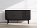 Mobile ingresso - Legno massello - 160 x 43 x 82 cm - Nero - Stile rustico contemporaneo