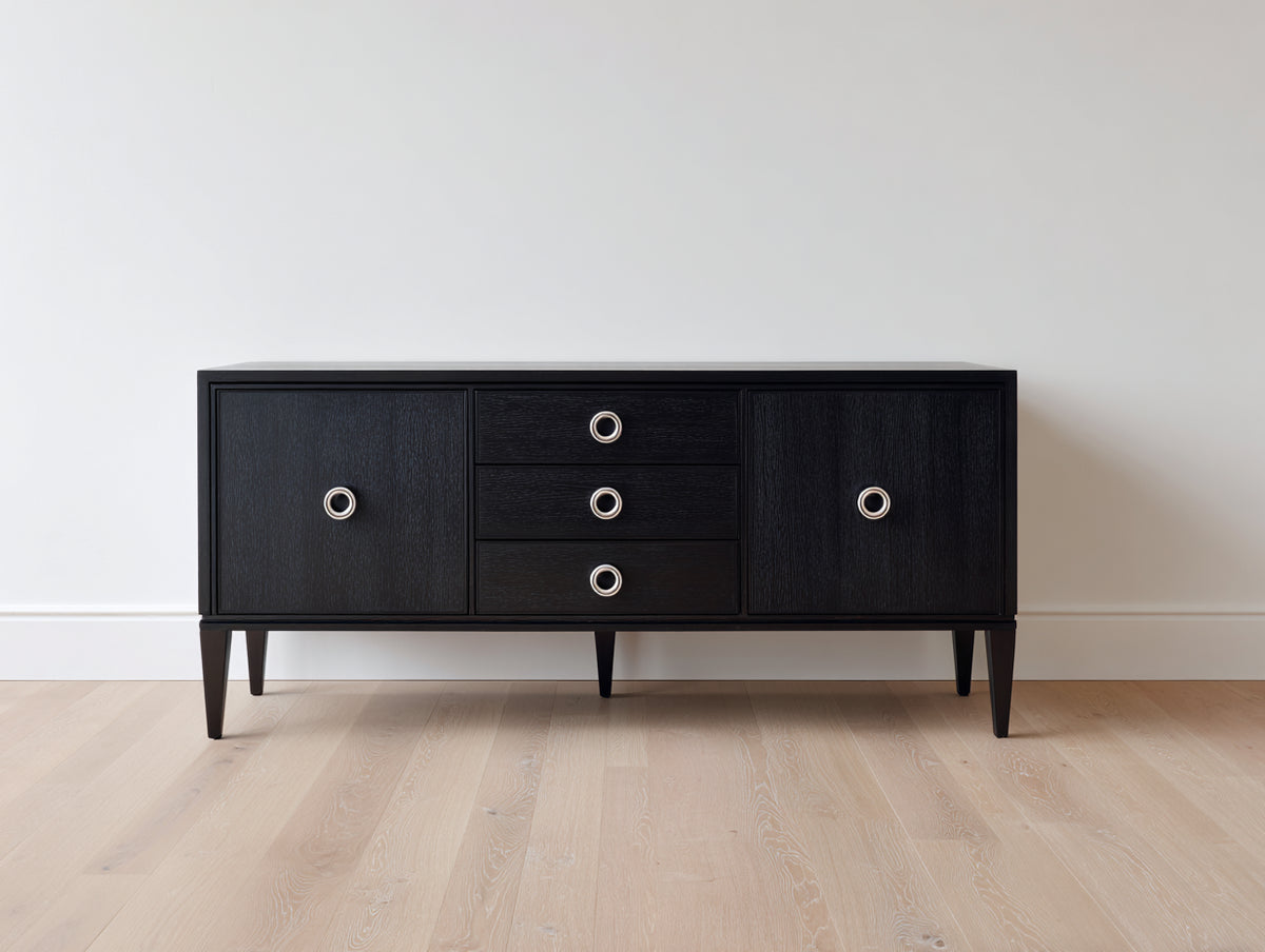 Mobile ingresso - Legno impiallacciato - 175 x 45 x 78 cm - Nero - Stile rétro moderno