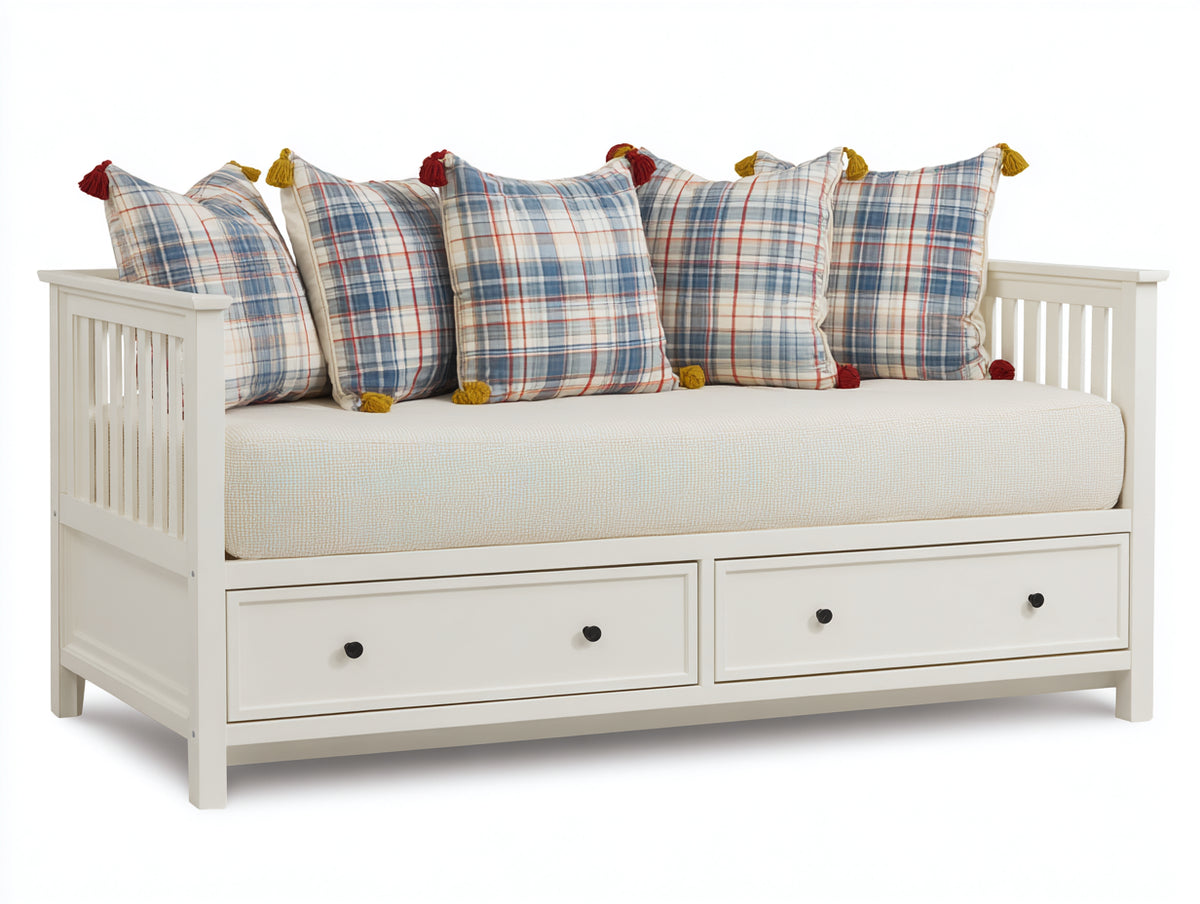 Divano letto - Legno - 212x98x87 cm - Bianco - Costiero classico