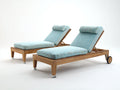 Lettino prendisole - Legno-Tessuto - 202x72x94 cm - Legno naturale-Azzurro chiaro - Contemporaneo reclinabile con ruote