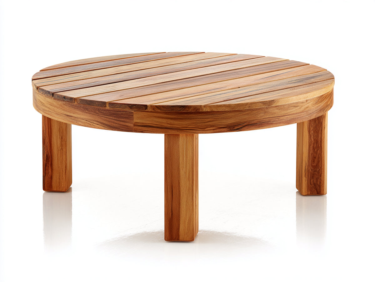 Tavolo da giardino - Teak massello - 90 x 90 x 42 cm - Marrone miele - Stile naturale